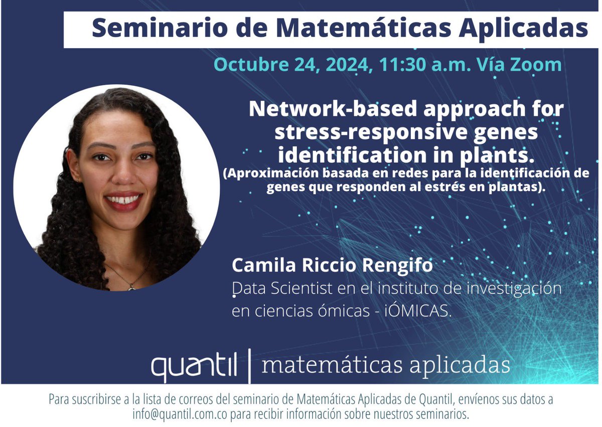 Quantil (@quantilma) on Twitter photo Los esperamos este jueves 24 de Octubre del 2024 a las 11:30 a.m en el Seminario de Matemáticas Aplicadas.
 
Link directo al seminario: us02web.zoom.us/meeting/regist… Los esperamos este jueves 24 de Octubre del 2024 a las 11:30 a.m en el Seminario de Matemáticas Aplicadas.
 
Link directo al seminario: us02web.zoom.us/meeting/regist…