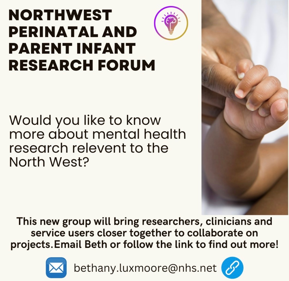LuxmooreB's tweet photo. Join us for the first meeting of the North West Perinatal
and Parent Infant Mental Health Research Forum next month!
https://t.co/vBzKZhBBiz https://t.co/MqqtT6vTiz