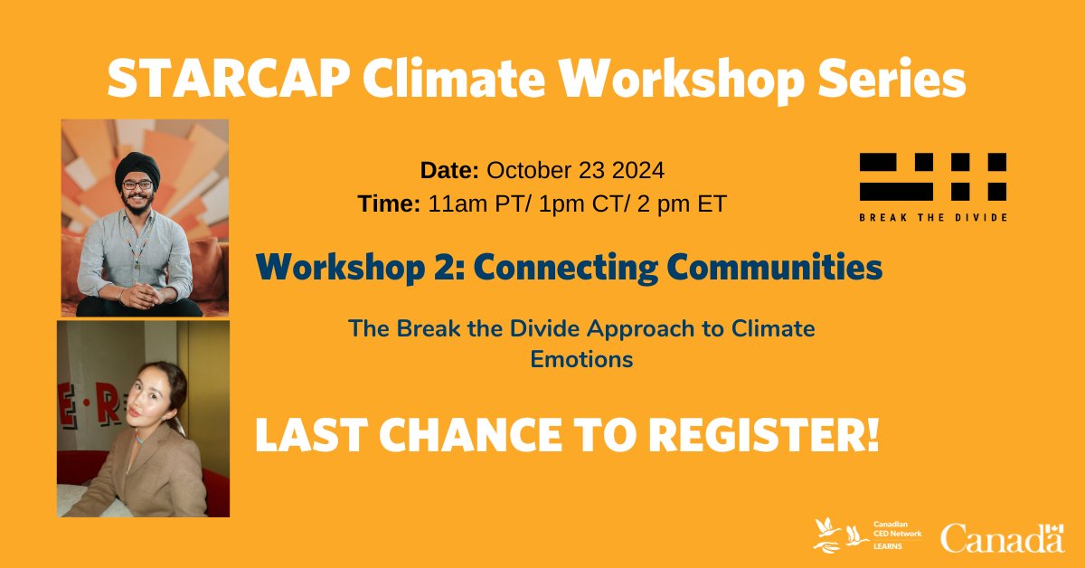 Canadian Community Economic Development Network (@ccednet_rcdec) on Twitter photo One day left to register! Learn from <a href="/BreakTheDivide_/">Break The Divide</a> the knowledge and skills to engage in meaningful conversations about climate emotions in your own community to strengthen your approach to #climateaction. ccednet-rcdec.ca/event/connecti… One day left to register! Learn from <a href="/BreakTheDivide_/">Break The Divide</a> the knowledge and skills to engage in meaningful conversations about climate emotions in your own community to strengthen your approach to #climateaction. ccednet-rcdec.ca/event/connecti…
