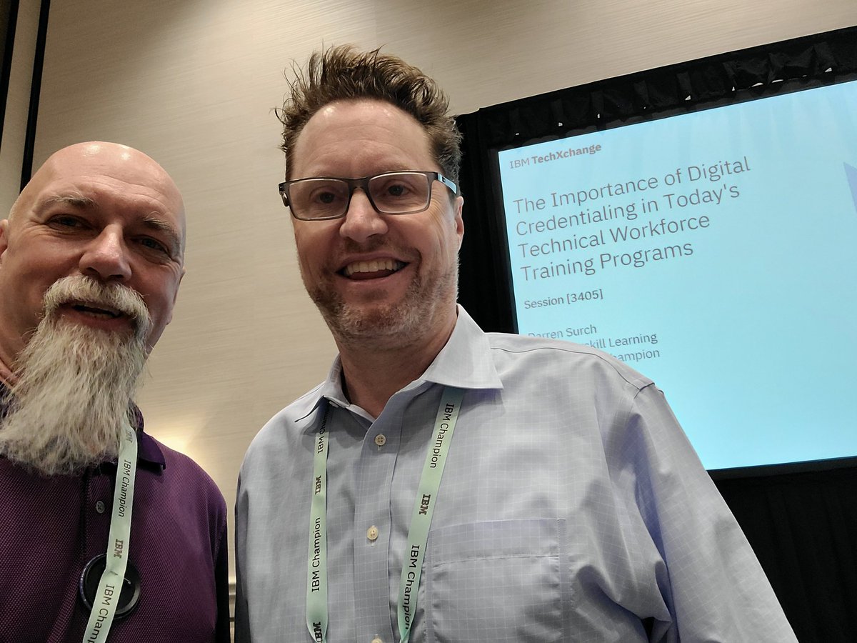 An outstanding session RIGHT NOW with lifetime #IBMChampion <a href="/Darren_Surch/">Darren Surch</a> talking about the importance of digital credentialing #NerdHerd #IBMTechXchange