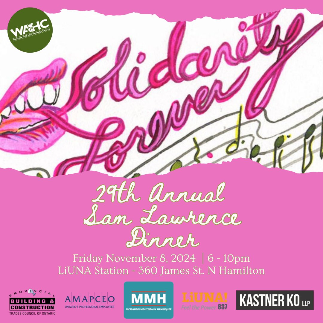 17 days to go until the kick off of <a href="/WAHC/">Workers Arts & Heritage Centre</a>'s biggest event of the year. We are excited to announce that Sarah-Kai Antanaitis of <a href="/Unifor5555/">Unifor Local 5555</a> will be on hand as MC for the 29th Annual Sam Lawrence Dinner! 

Get your tix today! wahc-museum.ca/sam-29/