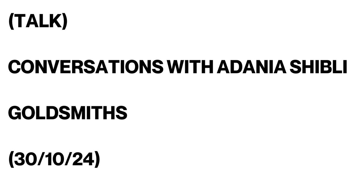 Next week, Adania Shibli will join <a href="/basakertur/">başak ertür</a> in conversation to discuss her literary writing in this talk from <a href="/CFR_Goldsmiths/">Centre for Feminist Research (CFR), Goldsmiths</a>, <a href="/ForensicArchi/">Forensic Architecture</a>, <a href="/Viscult/">Department of Visual Cultures, Goldsmiths</a> and <a href="/SociologyGold/">Sociology, Goldsmiths</a>.

Find out more: bit.ly/3BUb4ul