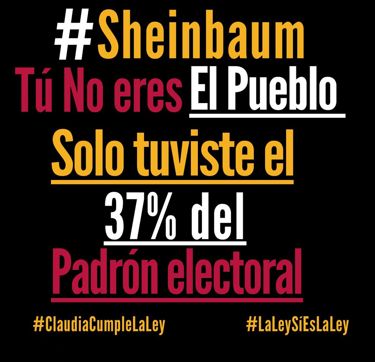 Titina, alias <a href="/Claudiashein/">Claudia Sheinbaum Pardo</a>, NO TE RESPALDA EL PUEBLO!! 
No lograste ni el 40% de la voluntad popular!! 
Y NADA, NADA, NADA TE PERMITE VIOLAR LA LEY!!
