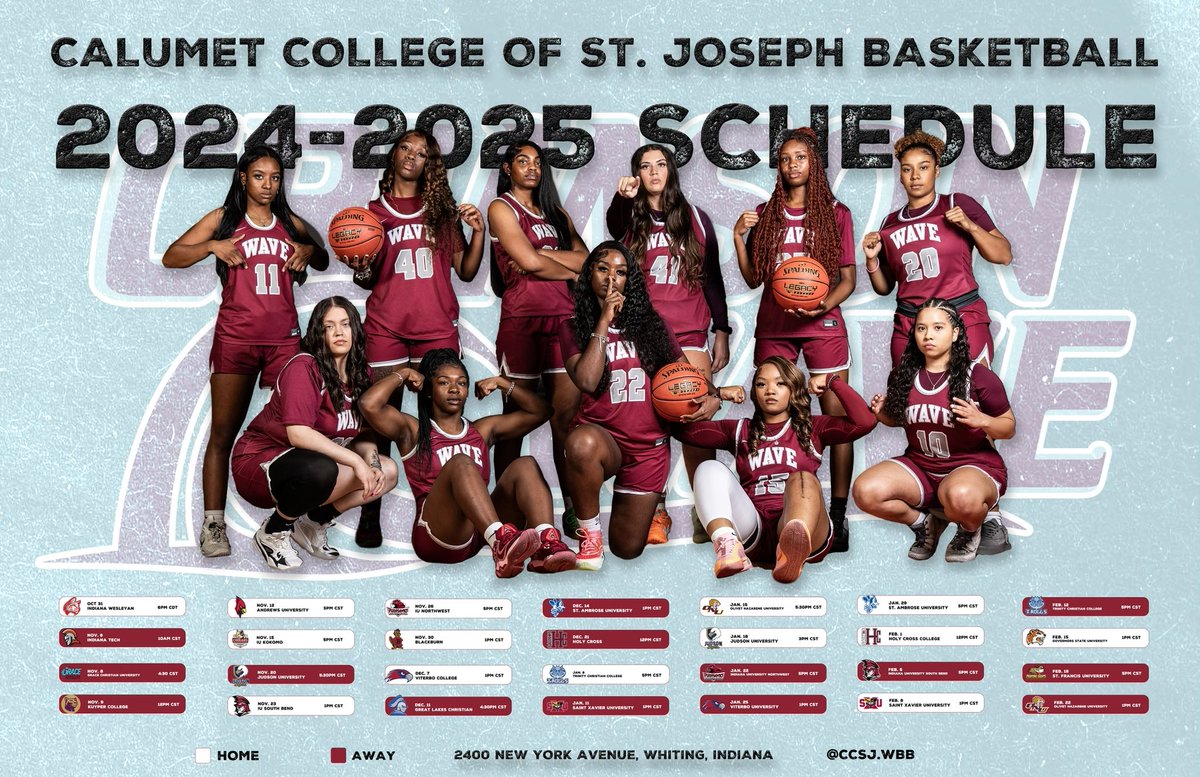 Check out the CCSJ WBB 2024-25 schedule!

The Crimson Wave open their season against Indiana Wesleyan on October 31.

📰 ccsjathletics.com/sports/wbkb/20…

#gowave 🌊