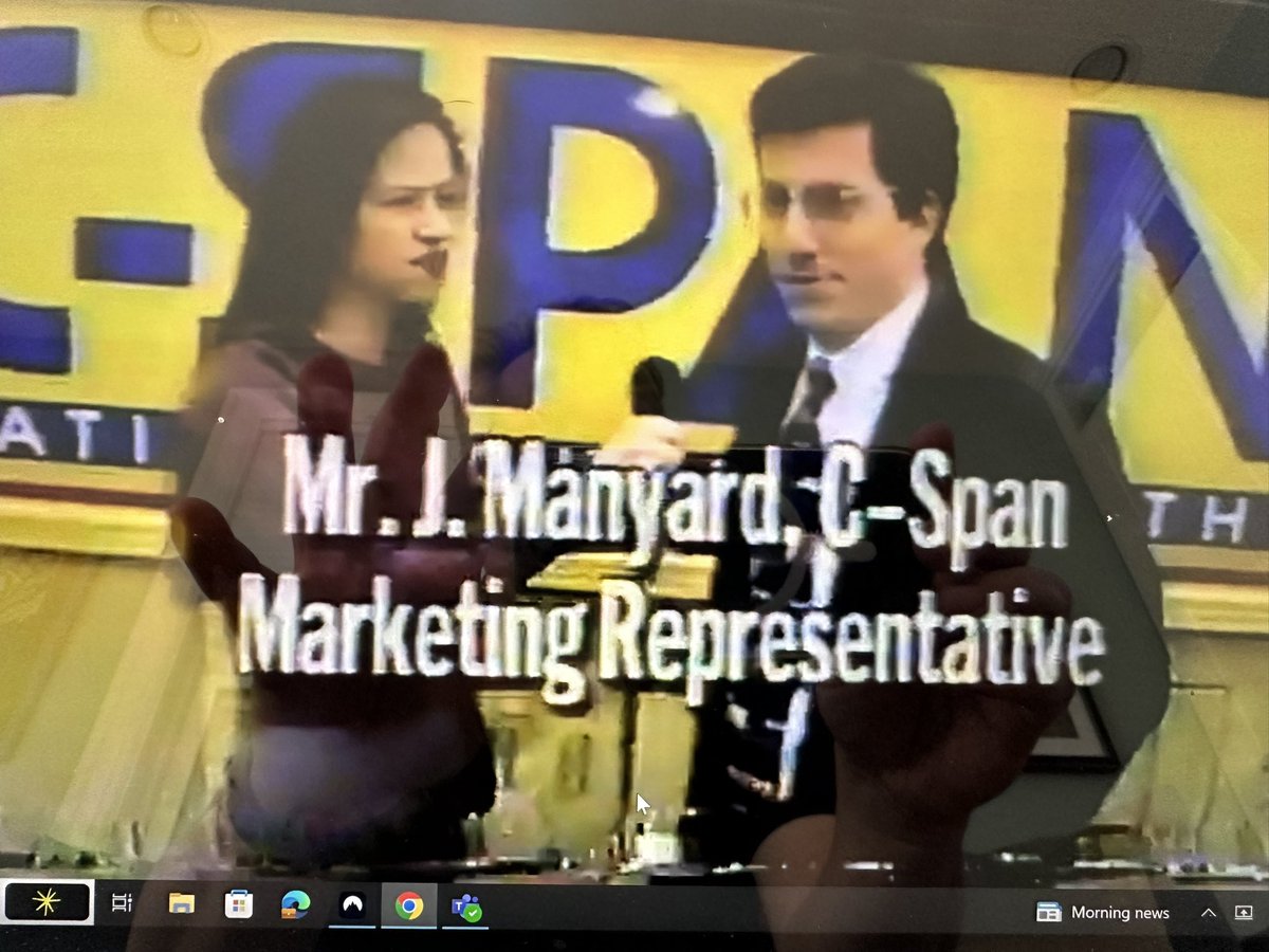 Image from an interview with Elizabeth (NJ) High School television in 1996 during a <a href="/cspan/">CSPAN</a> school bus visit