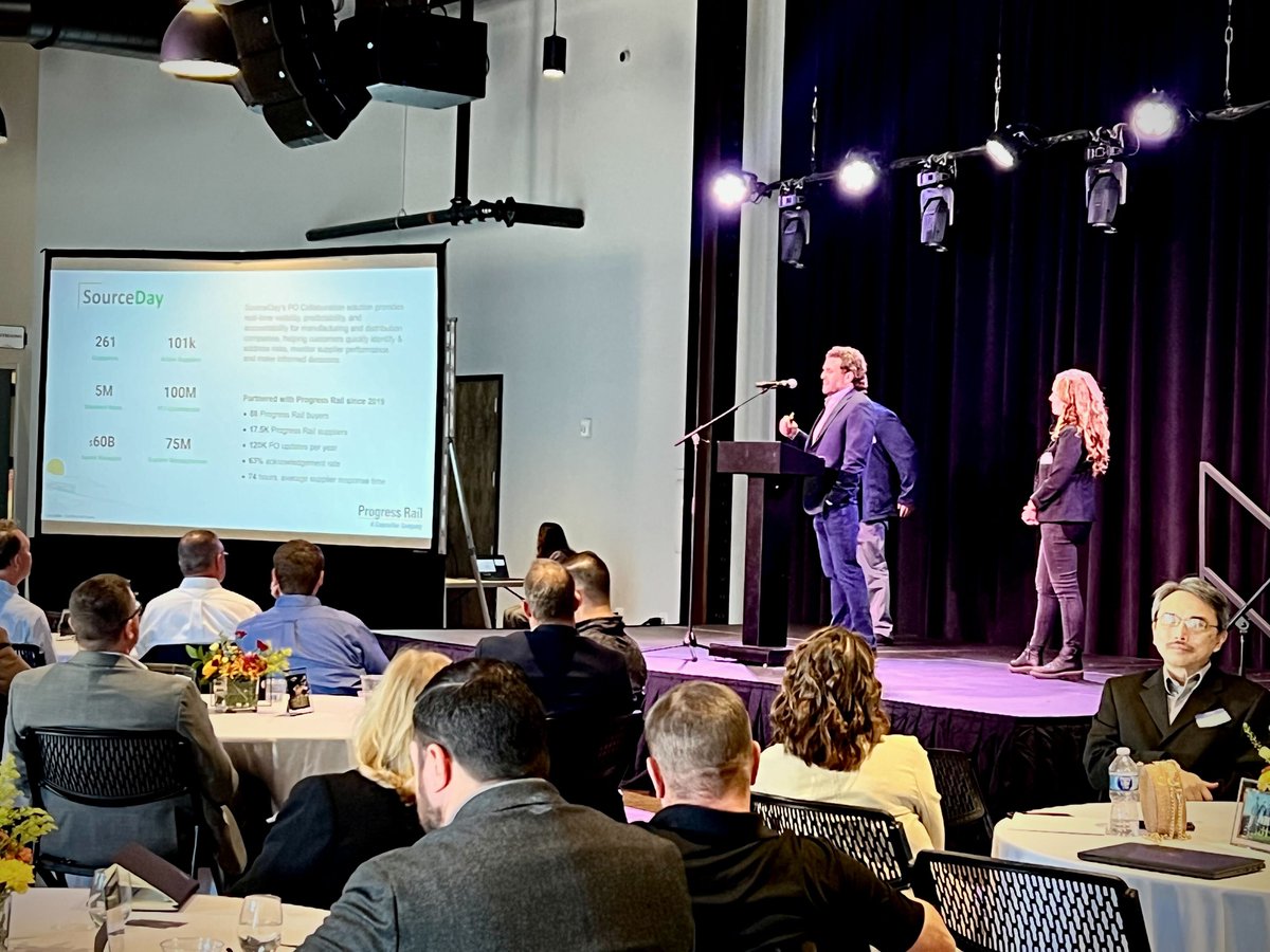 Honored to have our CEO, <a href="/TomKieley/">Tom Kieley</a> and VP of Customer Success Leah Morelos speak at the annual <a href="/Progress_Rail/">Progress Rail</a> Supplier Summit last week and share our common goal of Supplier Success.