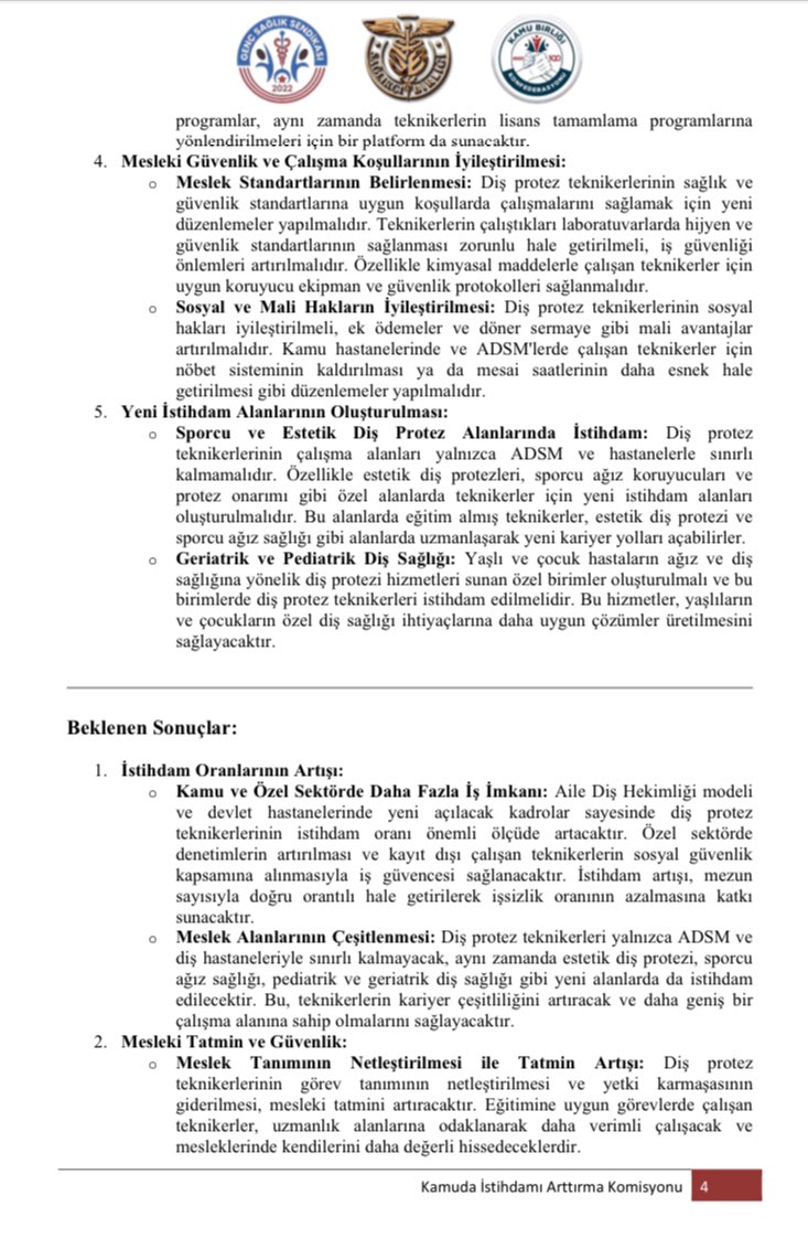 DİŞ PROTEZ TEKNİKERLİĞİ için oluşturduğumuz 𝐬𝐭𝐫𝐚𝐭𝐞𝐣𝐢𝐤 𝐢𝐬𝐭𝐢𝐡𝐝𝐚𝐦 𝐯𝐞 𝐦𝐞𝐬𝐥𝐞𝐤𝐢 𝐠𝐮̈𝐜̧𝐥𝐞𝐧𝐝𝐢𝐫𝐦𝐞 𝐩𝐫𝐨𝐣𝐞𝐬𝐢 ile branşa yeni bir inavasyon kazandıracağız!

Sağlıkçı Birliği ve Kamuda İstihdamı Artırma Komisyonu olarak DİŞ PROTEZ Teknikerliği branşı