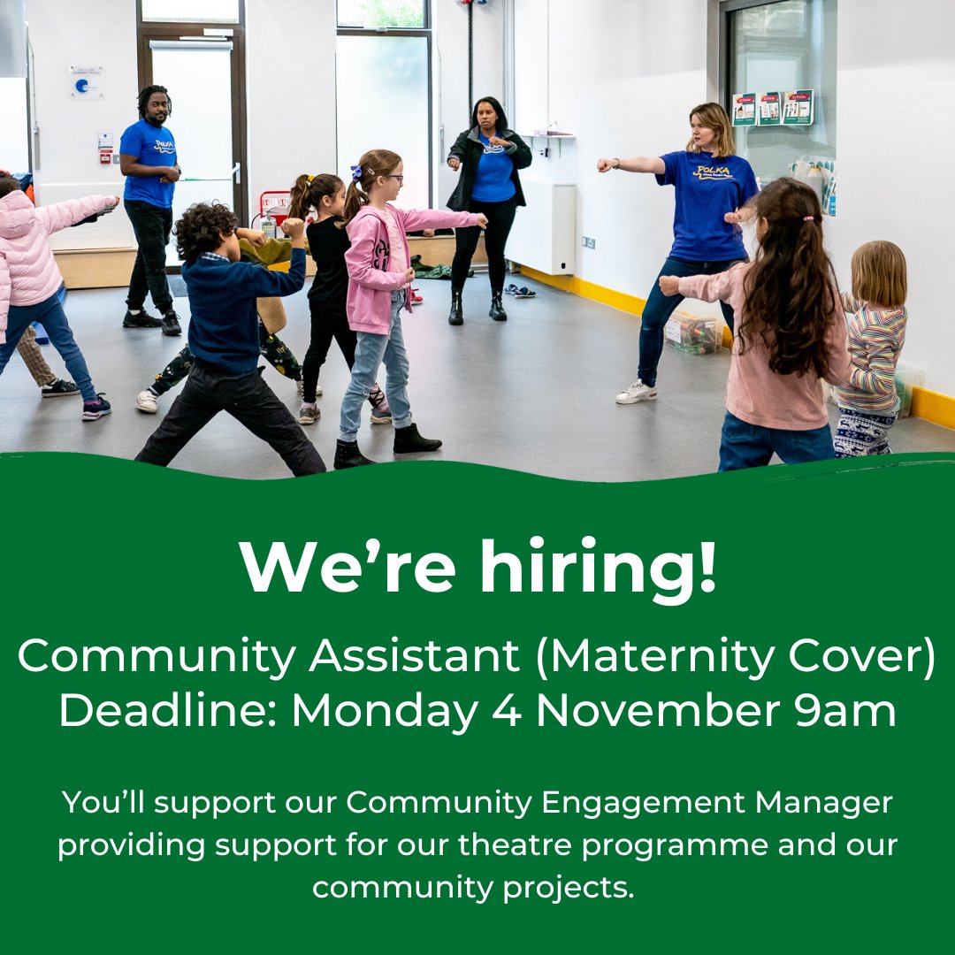 Join our team 🤩

Apply now to be our new Community Assistant (Maternity cover) and help us deliver a wide range of projects within Wimbledon and beyond!

#artsjobs
