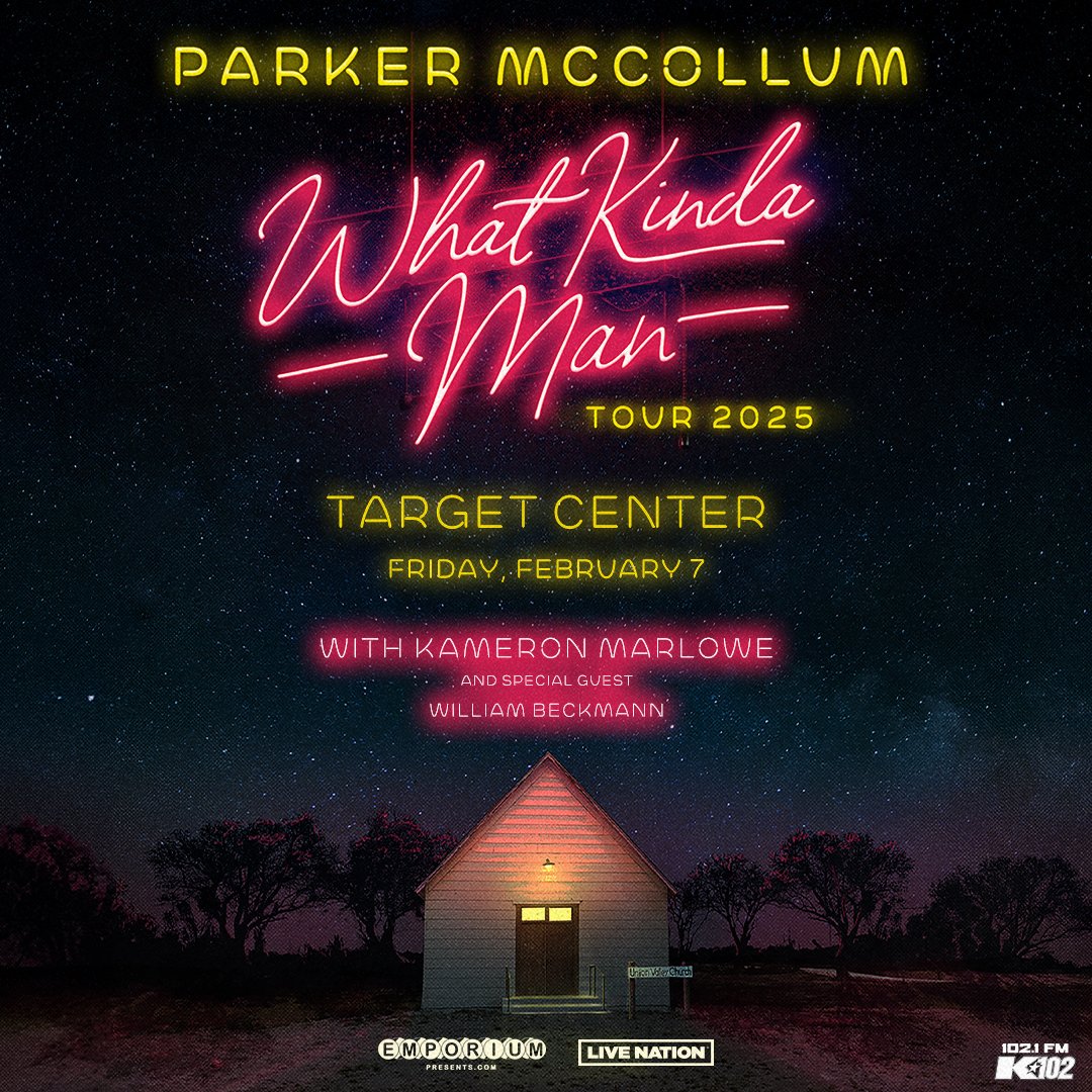 K102 (@k102) on Twitter photo 102.1 K102 presents <a href="/ParkerMcCollum/">Parker McCollum</a> at the <a href="/TargetCenterMN/">Target Center</a> on February 7th, 2025! We can't wait for this show. Get all your show and ticket details here and keep listening to win your free tickets from 102.1 K102: k102.iheart.com/calendar/conte… 102.1 K102 presents <a href="/ParkerMcCollum/">Parker McCollum</a> at the <a href="/TargetCenterMN/">Target Center</a> on February 7th, 2025! We can't wait for this show. Get all your show and ticket details here and keep listening to win your free tickets from 102.1 K102: k102.iheart.com/calendar/conte…