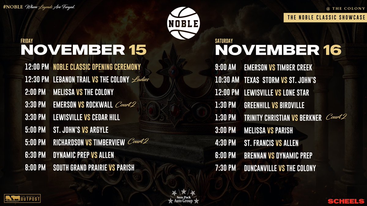 Noble Classic schedule is here!! 

👇👇View Now!!👇👇
