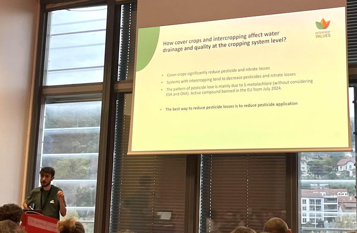<a href="/CordaGaetan/">Gaetan Seimandi-Corda</a> nicely showed that cover crops reduce #pesticides and #nitrate losses in different cropping systems 🌱 <a href="/SFE2_2024/">SFE2_2024</a>
