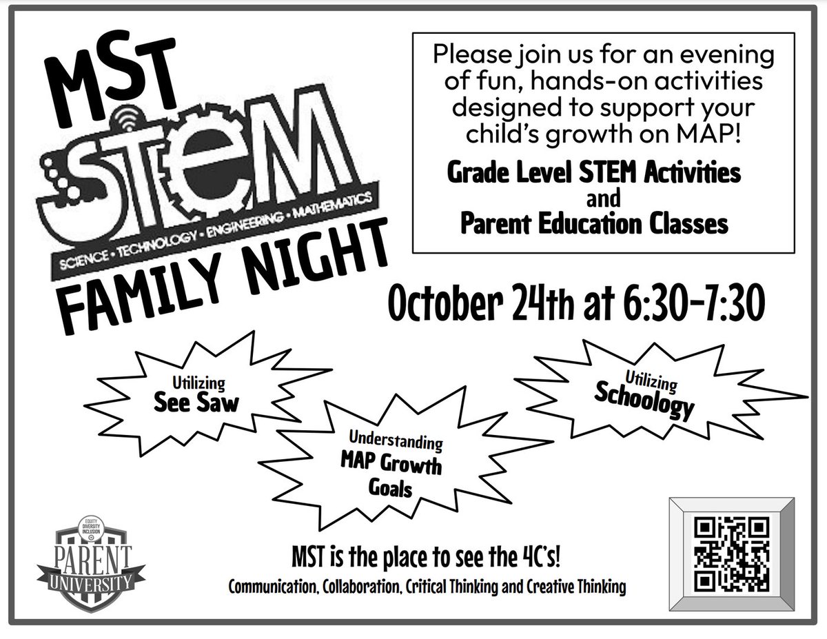 THIS THURSDAY! Check out this fun, FREE event for MST students and parents. Come out for a night of games, food, and prizes. This is a great event to meet and play with MST Families!
