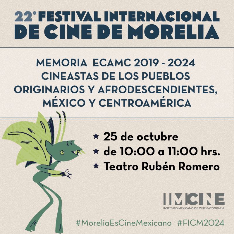 🎬✨ Este 25 de octubre, acompáñanos en el Teatro Rubén Romero para celebrar el talento de cineastas de pueblos originarios y afrodescendientes de México y Centroamérica. 

Hablaremos sobre la Memoria ECAMC 2019-2024, en el marco del <a href="/FICM/">Morelia Film Fest</a>.