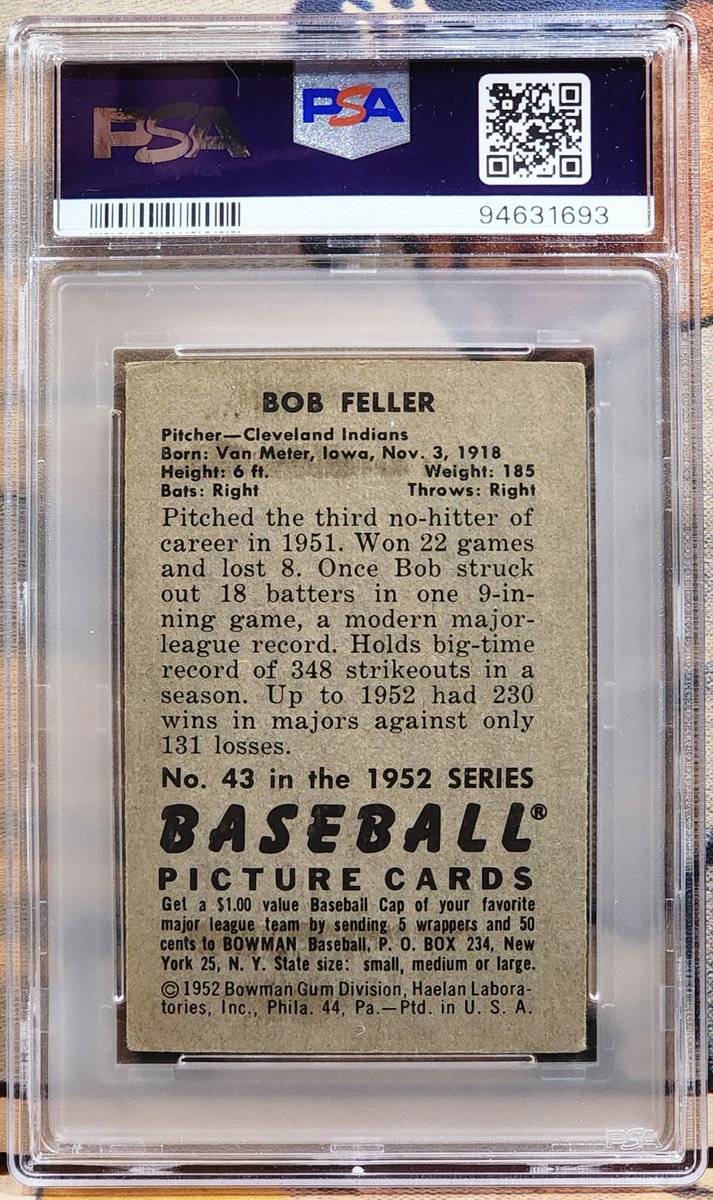 iconsportsUS's tweet image. Bob Feller 1952 Bowman #43 SIGNED PSA/DNA 3 Card, 10 Auto
$345 Shipped within the US
 . 
#bobfeller #signedcards #1952bowman