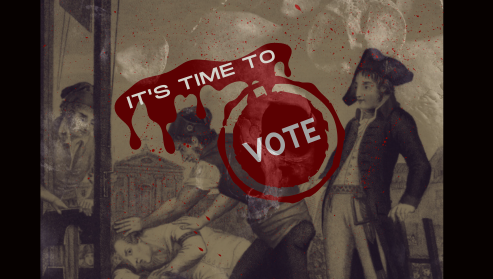 artoftheprank's tweet photo. Democracy is at the guillotine. It's time to vote... while you still can!  #democracy #frenchrevolution #guillotinehistory #joeyskaggs #vote #politics #government #guillotine #grimreaper #satire #mobilesculpture #artactivism #performanceart #macabre #history #activism https://t.co/XemdfKs6jd