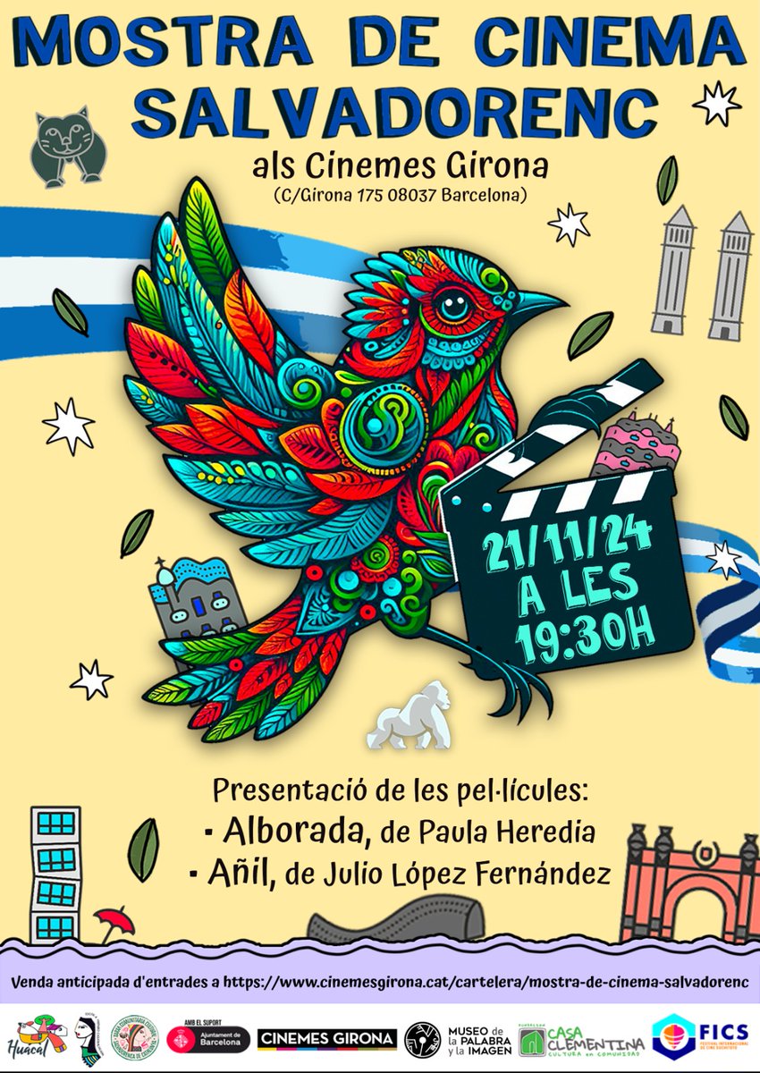 huacal_ong's tweet image. 🎬 MOSTRA DE CINEMA SALVADORENC 🎬

Aquest novembre presentem la 1ª edició de la Mostra en col·laboració amb el @FestivalFics (Festival Internacional de Cine de Suchitoto)

📅21 de novembre a les 19:30h
📍Cinemes Girona, Barcelona

Entrades a la venta ⬇️
girona.admit-one.eu/?p=tickets&amp;amp;per…