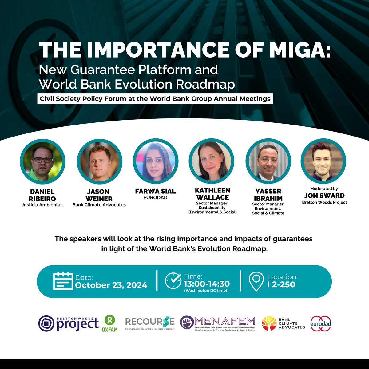 🚨TOMORROW at #WBGMeetings we’ll be discussing <a href="/MIGA/">MIGA</a> - the importance of guarantees and their impact in the context of the <a href="/WorldBank/">World Bank</a> Evolution Roadmap &amp; existing evidence of MIGA’s social and environmental impact

JOIN US!⤵️