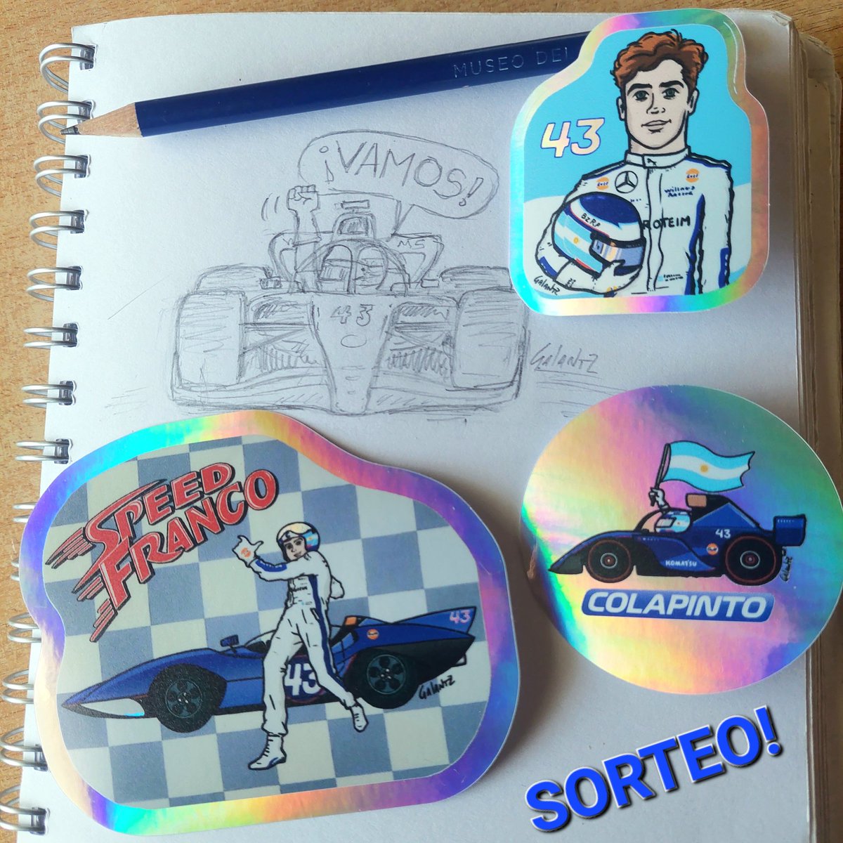 SORTEO!!🌟
Stickers/calcos de mis dibujos de <a href="/FranColapinto/">Franco Colapinto</a> que ustedes viralizaron 💙
▶️ 3 modelos de stickers + dibujo original (en la foto en proceso)
1️⃣ Seguir a <a href="/dgalantz/">Galantz</a> y a <a href="/Colapinto_news/">Colapinto News🇦🇷</a>
2️⃣ RT este tuit
3️⃣ Menciona en los comentarios a un fan de Franco 🇦🇷
Hasta el 27/10!