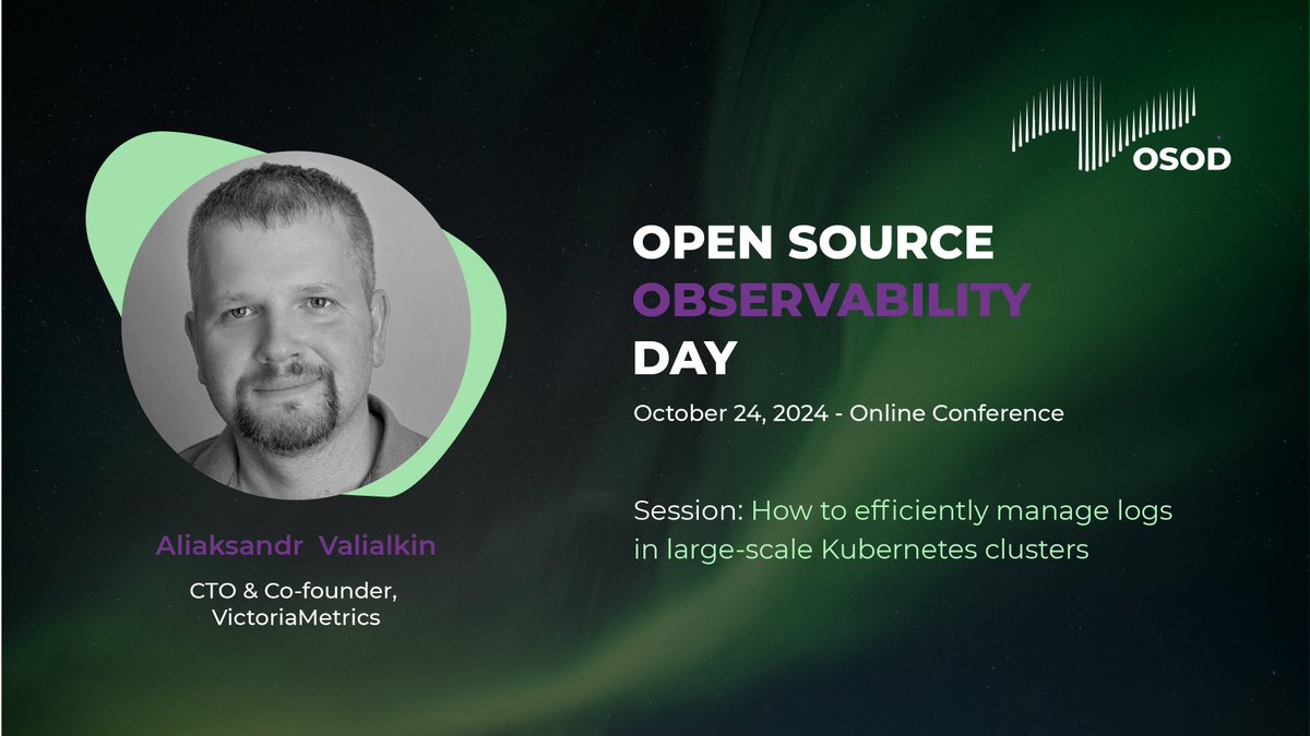 VictoriaMetrics's tweet image. 🚀 Big day tomorrow!
Our co-founder Aliaksandr Valialkin, @valyala, will present &quot;How to Efficiently Manage Logs in Large-Scale #Kubernetes Clusters&quot; at Open Source Observability Day.
Sign up now for free and learn to handle large volumes of logs in k8s clusters!
#LogManagement…