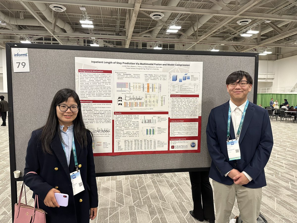 I had a great time yesterday presenting my research at #INFORMS2024! Huge thanks to my professor, Yuxin Wen, <a href="/ChapmanU/">Chapman University</a>, Chapman’s Center for Undergraduate Excellence, Student Government Association, and the Fowler School for Engineering for making this opportunity possible! 🙌
