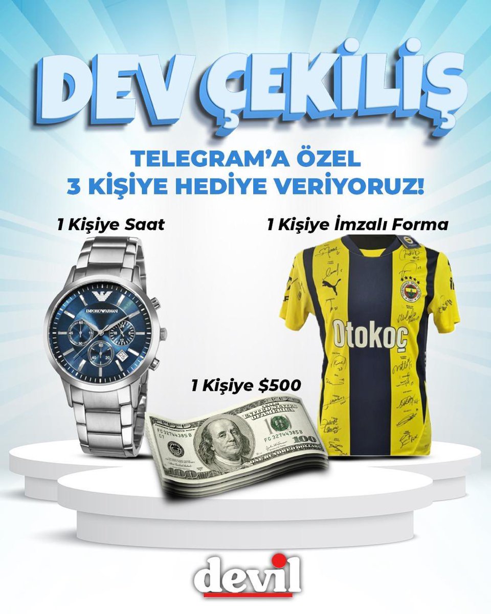 Sacrosanct’tan BÜYÜK TELEGRAM ÇEKİLİŞİ😘🔥

1 kişiye FUTBOLCU İMZALI FENERBAHÇE FORMASI
1 kişiye ARMANİ SAAT
1 kişiye 500$ 

Katılım şartları bu gönderiye 

Beğeni 
Rt 
Aşağıdaki linkten Telegram kanalına katılım sağlayan arkadaşlar için yapılacaktır.

Moral olsun herkese 😘