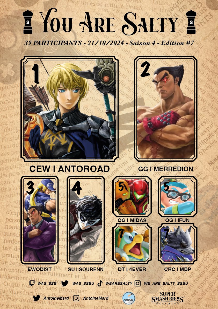 Résultat du tournoi de hier, top 5, j’ai perdu Antoroad 2-1, j’ai fait l’erreur lors de la troisième game d’aller sur SBF alors que la première c’était une cata
Content d’avoir gagné clean Mbp 2-0 ainsi que 4ever 2-1
Malheureusement j’ai perdu vs Ewodist qui a joué Aegis