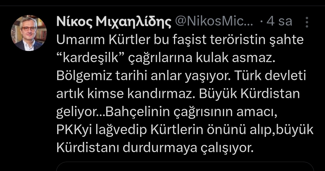 _l_Vatanperver's tweet photo. Yunan nikoçu şimdiden korku almış elindeki maşaları tek tek gidiyor..
Büyük adam bizim Devlet büyüklerimiz. #DevletBahçeli
Adamdır.
Duyun ve görün kimlerin karnı ağrıyor..

#ülkücüler Yavuz Ağıralioğlu #Realmadrit Özgür Özel Ümit Özdag LİDERE SADAKAT ŞEREFİMİZDİR Meclise Apoyu https://t.co/uzyHXJk0E6