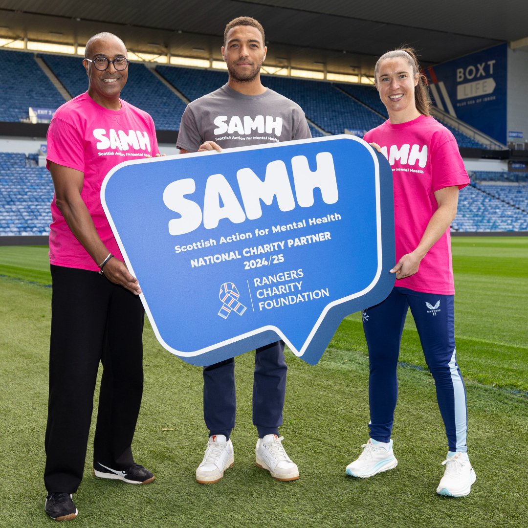 Rangers Charity Foundation (@rfc_charity) on Twitter photo .<a href="/ColinJackson/">Colin R Jackson</a>, <a href="/CyrielDessers/">Cyriel Dessers</a> & <a href="/janeross10/">Jane Ross</a> today announced <a href="/SAMHtweets/">SAMH</a> as our new #NationalCharityPartner for 2024/25. 🙌
We’re joining forces to improve mental health in Glasgow, raise £20K & promote important messages about mental health. 💙
More ➡ bit.ly/3zYkC6Z .<a href="/ColinJackson/">Colin R Jackson</a>, <a href="/CyrielDessers/">Cyriel Dessers</a> & <a href="/janeross10/">Jane Ross</a> today announced <a href="/SAMHtweets/">SAMH</a> as our new #NationalCharityPartner for 2024/25. 🙌
We’re joining forces to improve mental health in Glasgow, raise £20K & promote important messages about mental health. 💙
More ➡ bit.ly/3zYkC6Z
