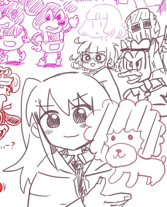 絵チャおつ〜!!1枚目にアフロ犬とネモとドナとジャといざよちゃ、2枚目はもこりーとみかん、3枚目はジョ絵チャになってたから花京院とポルホルボイ、4枚目はリンクといざよちゃ。おつ!!!! 