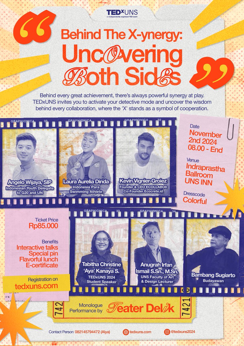 ryuci_'s tweet image. TEDXUNS 2024 COMEBACK!
just for 85k, you’ll get: interactive talks with all speakers, special pin, flavorful lunch, and E-Certificate!

📅: 2nd November 2024
📍: Indraprastha Ballroom, UNS INN
🕗: 08:00 am - finish

tickets are limited—go get yours!
🎟 tedxuns.com