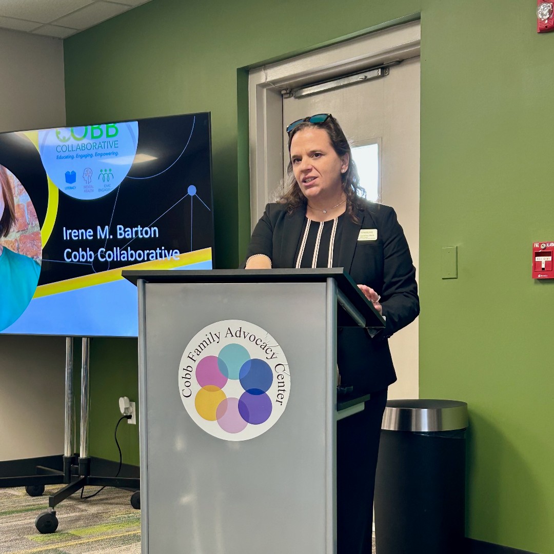 wellstarcollege's tweet photo. Today, Dr. Allison Garefino,  @ChildrenKSU @KennesawState, joined Cobb County stakeholders at the Cobb Advocacy Center. The event aimed to raise awareness of programs and practices that strengthen families and prevent child abuse and neglect. https://t.co/Be7Yl3Bsgd