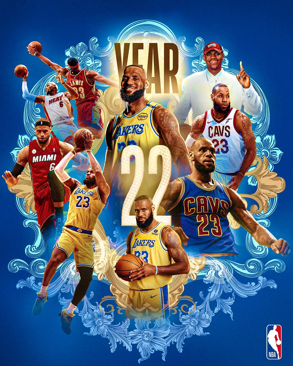 NBA's tweet image. Year 22. 👑

Tonight, LeBron James will join Vince Carter as the only players in NBA history to play in 22 seasons.

Don't miss MIN/LAL at 10pm/et on TNT. #KiaTipOff24