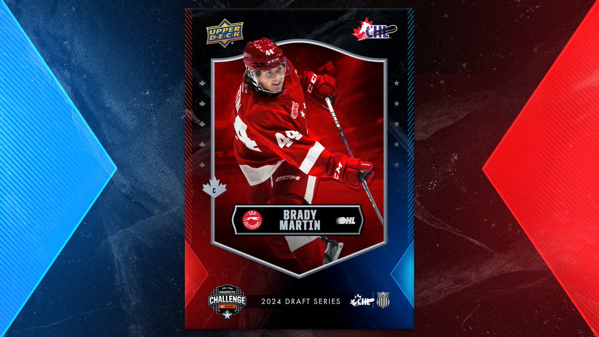 Brady Martin has been named to the roster for the 2024 CHL USA Prospects Challenge presented by <a href="/KubotaCanadaLtd/">Kubota Canada</a>. Event takes place in London, November 26th, and Oshawa on the 27th!

🗞️ | bit.ly/4hcPfGv

<a href="/UpperDeckSports/">Upper Deck</a> | <a href="/CHLHockey/">Canadian Hockey League</a> 
#chlusaprospectschallenge