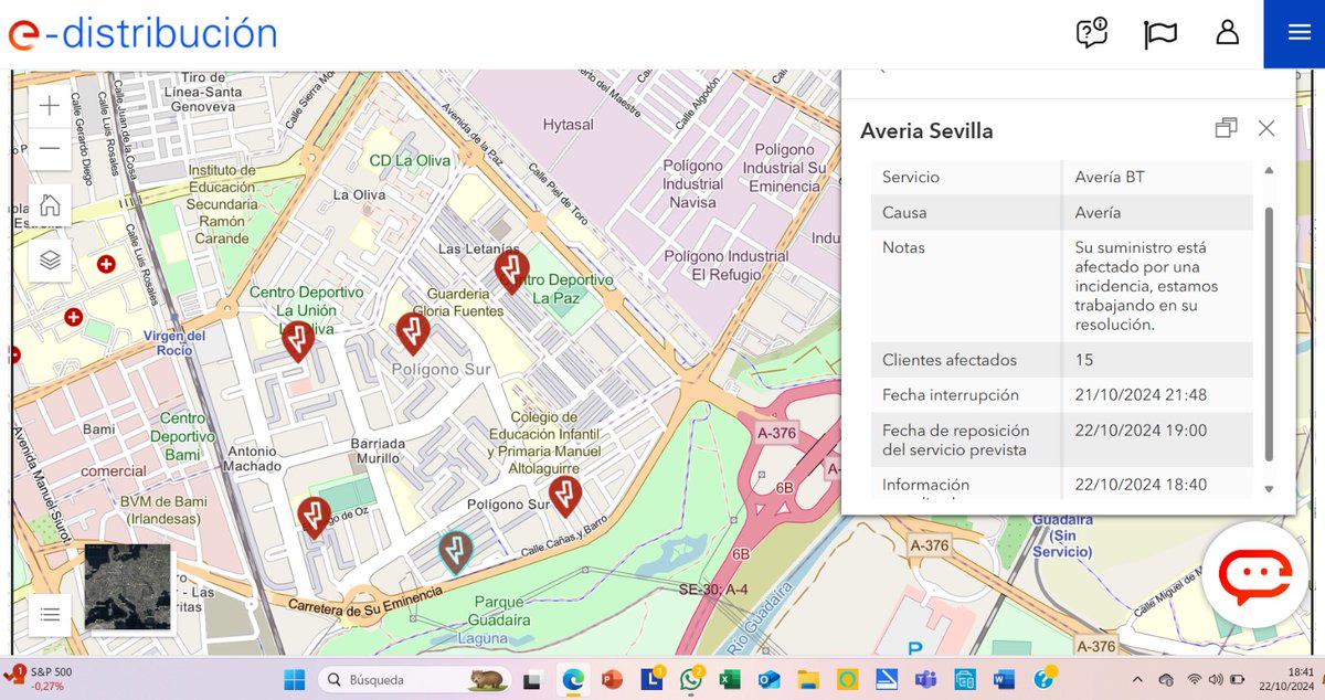 Quienes atienden el teléfono de averías de e-distribución dicen que la contrata NO repara/repone el suministro eléctrico porque la policía no los acompaña. <a href="/EnelGroupES/">Enel Group</a> <a href="/IndustriaAnd/">Consejería de Industria, Energía y Minas</a> <a href="/vonderleyen/">Ursula von der Leyen</a> <a href="/sanchezcastejon/">Pedro Sánchez</a> <a href="/JuanMa_Moreno/">Juanma Moreno</a>
<a href="/jlsanzalcalde/">José Luis Sanz</a> <a href="/SubdeGobSevilla/">Subdelegación del Gobierno en Sevilla</a>