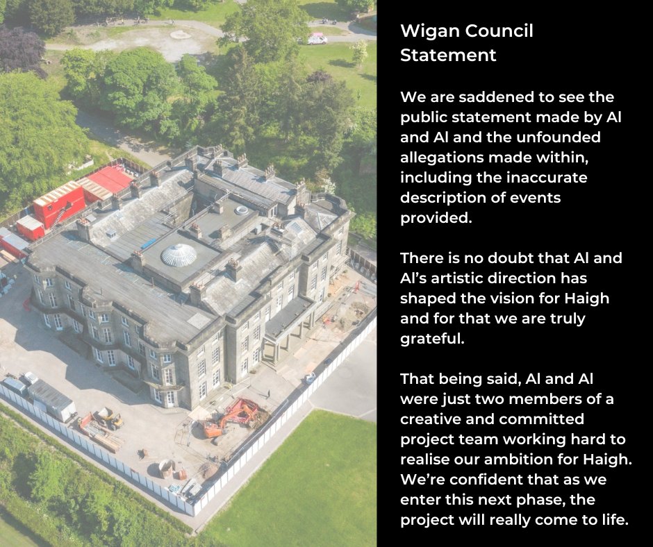 Haigh Hall (@hallhaigh) on Twitter photo A response from <a href="/WiganCouncil/">Wigan Council</a> regarding Al and Al's earlier statement on Tuesday, October 22: A response from <a href="/WiganCouncil/">Wigan Council</a> regarding Al and Al's earlier statement on Tuesday, October 22: