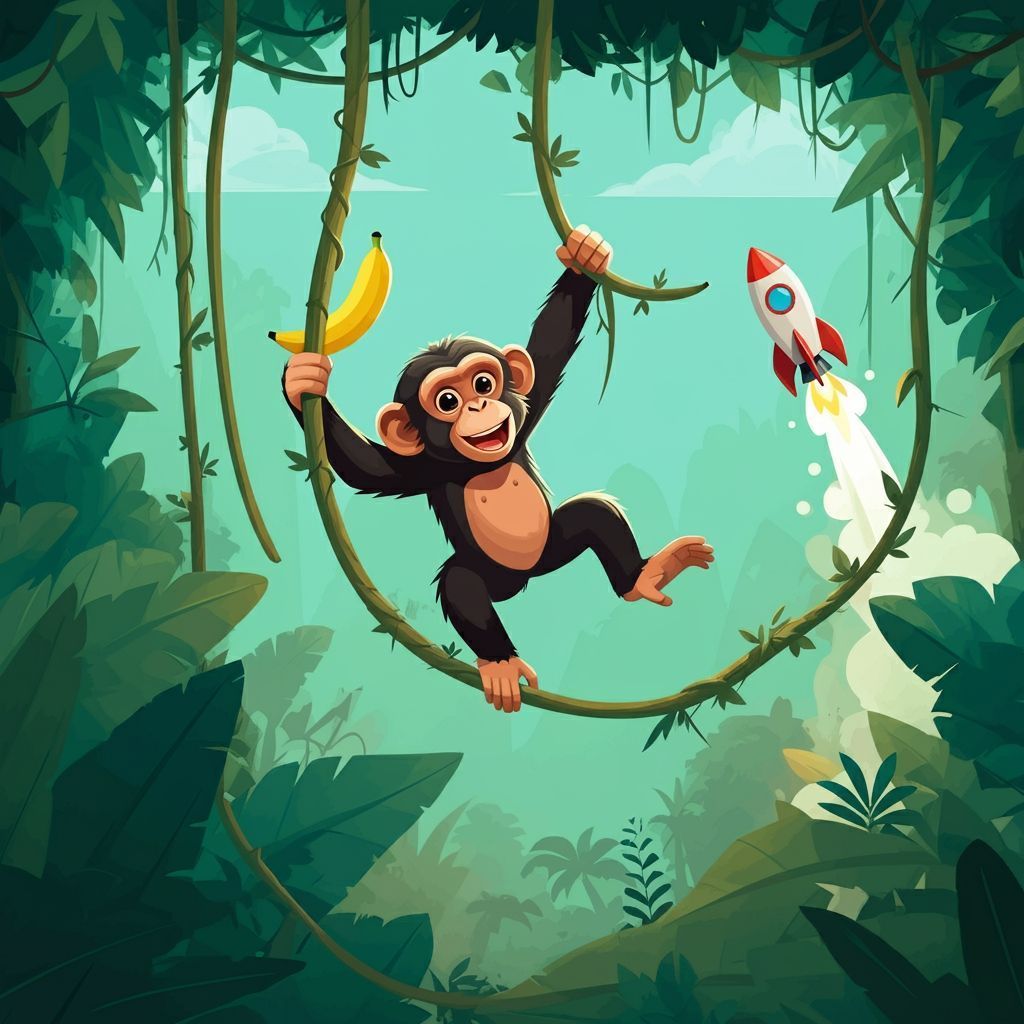 ChimpsBase's tweet photo. 🐒 "Who’s ready to swing through the crypto jungle with Chimps Base A? Drop a 🍌 if you're on board the banana-fueled rocket! Let’s see how many bananas we can gather before we hit the moon!" 🚀🌕 https://t.co/fAhU22dRv5