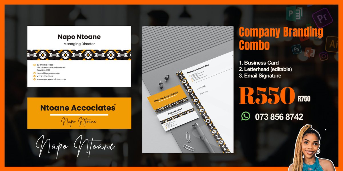 nanivirtual's tweet photo. Business Branding Combo for only R500
Whatsapp link: https://t.co/NRZYNZhocM https://t.co/CLBWJJvrZD