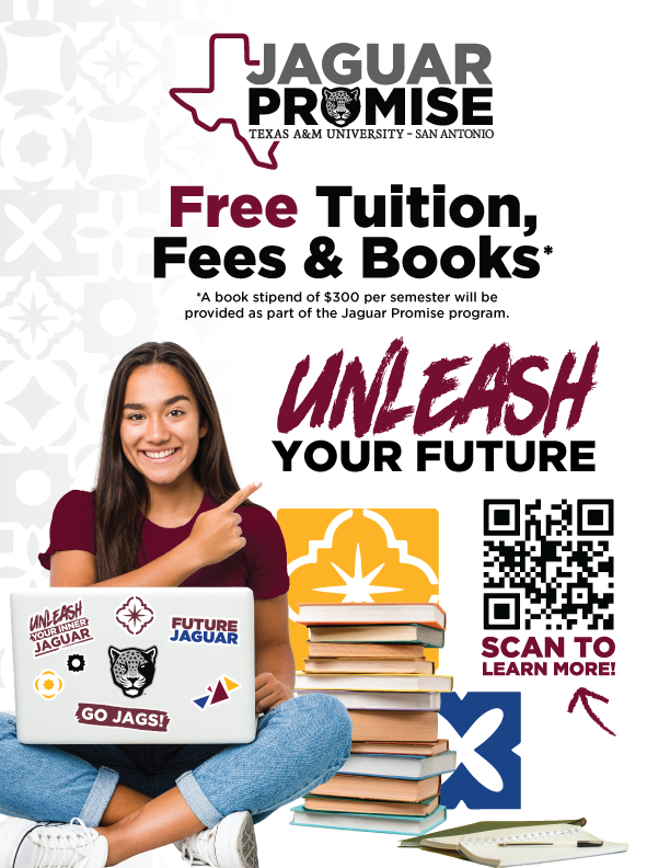 Did you know that 65% of current Texas A&amp;M University-San Antonio students pay $0 in tuition? Click here and find out today if you qualify for the Jaguar Promise and a tuition-free education! 🐾becomeajaguar.com/jaguar-promise/