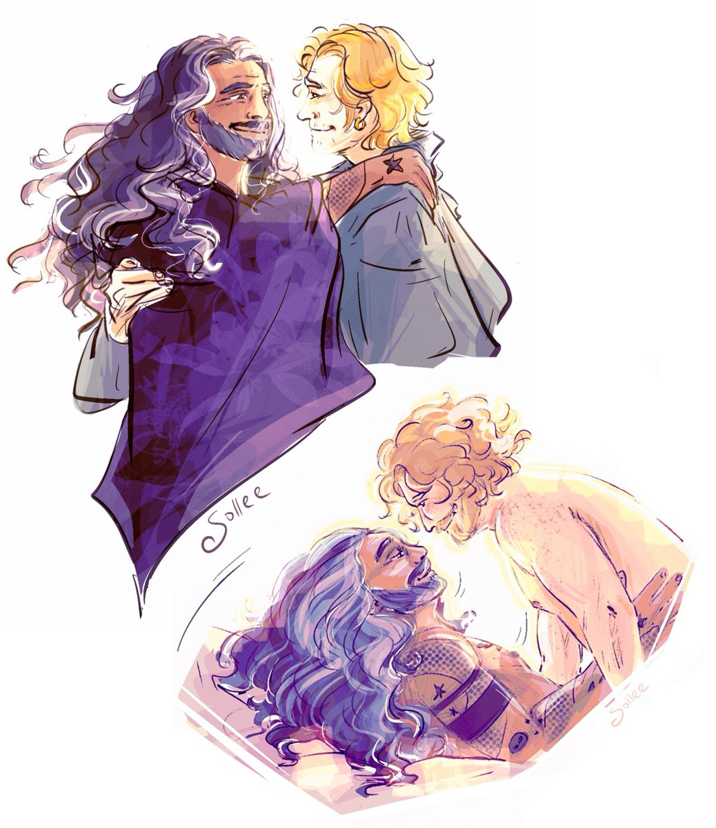 SolleeSoll's tweet image. More colored sketches, love you guys thanks 💜🧡 #OFMDfanart #OFMD #OurFlagMeansDeath