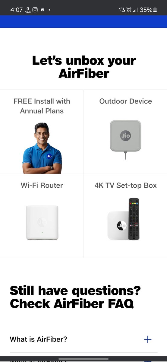 DrReverb00's tweet photo. @reliancejio @JioCare Today I got AirFiber installed at my home. In the flyer it was mentioned I'll be getting 4K Set-Top Box. Instead I got HD Set Top box. On asking the engineer about this, he couldn't answer anything. Please Help https://t.co/IFkEaDZqX5