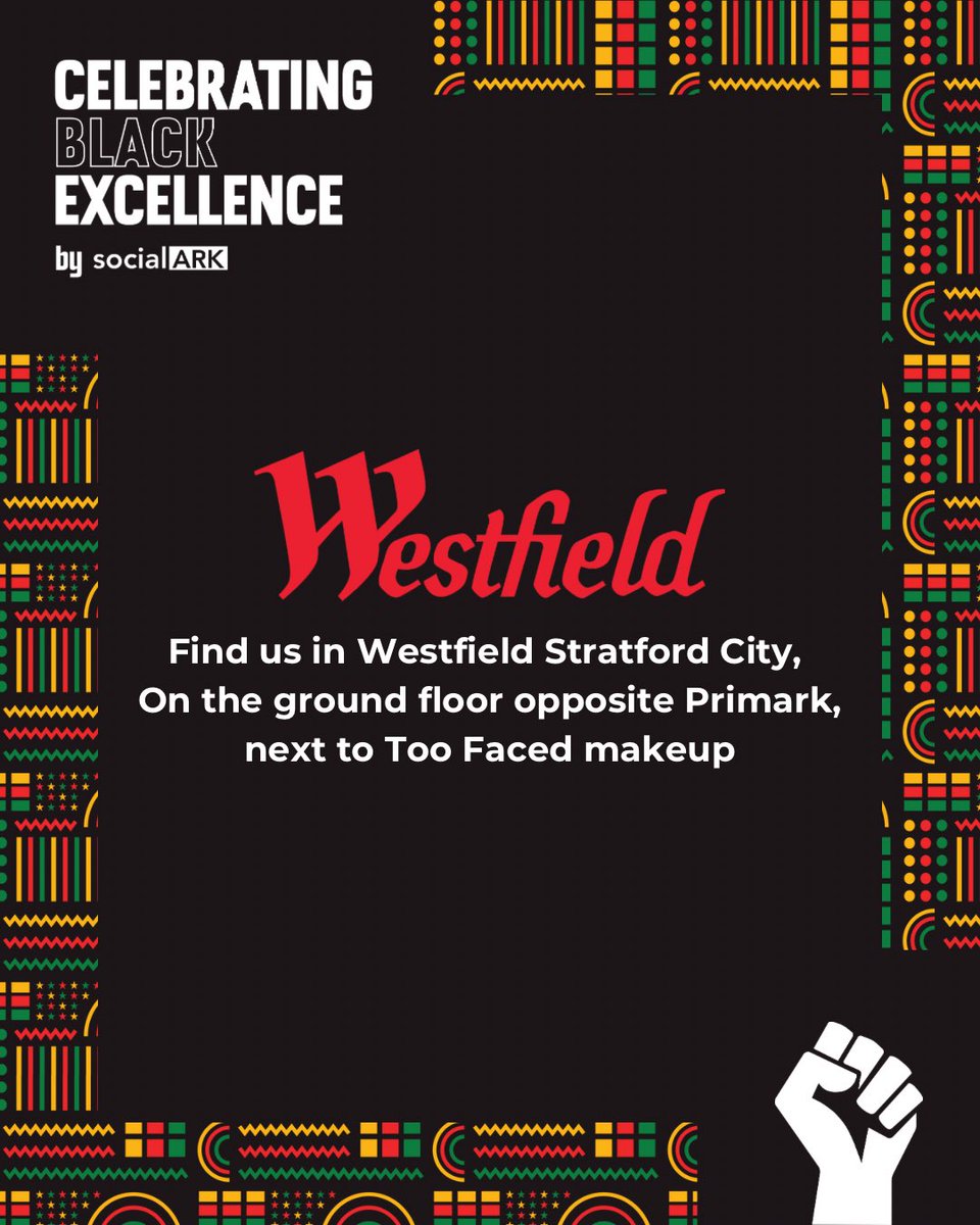 This week at Social Ark’s Black History Month Westfield Pop-Up, we are Celebrating Black Excellence by shining a light on incredible Young Black Business owners and their businesses.

Kindly Sponsored by Westfield