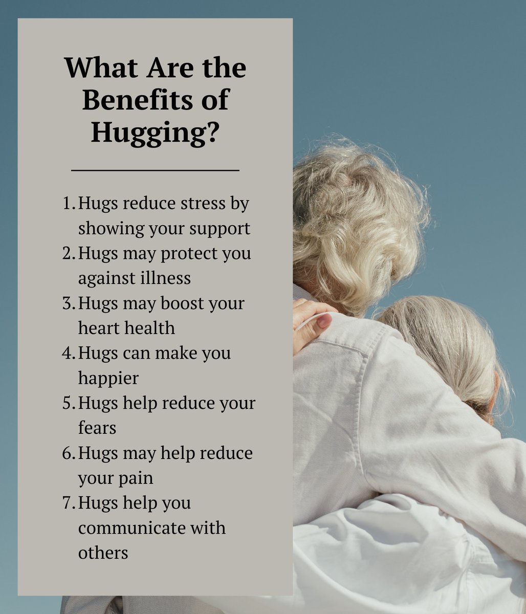 According to scientists, the benefits of hugging go beyond that warm  feeling you get when you hold someone in your arms. Read below to find out  how. #EmotionalWellnessMonth, image size:1028x1200