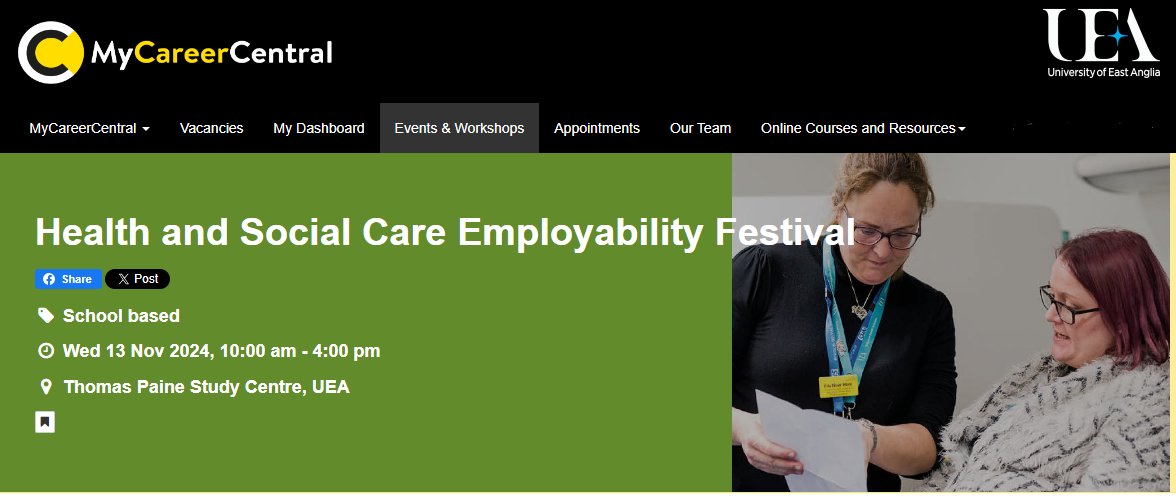 UEA Occupational Therapy (@ot_uea) on Twitter photo Are you a current student <a href="/uniofeastanglia/">UEA</a> passionate about advancing your career in the health & social care sector?Join the Health & Social Care Employability Festival on Wednesday 13 Nov 2024. View the full schedule via MyCareerCentral here: mycareercentral.uea.ac.uk/students/event⦠<a href="/UEA_Health/">School of Health Sciences</a> Are you a current student <a href="/uniofeastanglia/">UEA</a> passionate about advancing your career in the health & social care sector?Join the Health & Social Care Employability Festival on Wednesday 13 Nov 2024. View the full schedule via MyCareerCentral here: mycareercentral.uea.ac.uk/students/event⦠<a href="/UEA_Health/">School of Health Sciences</a>