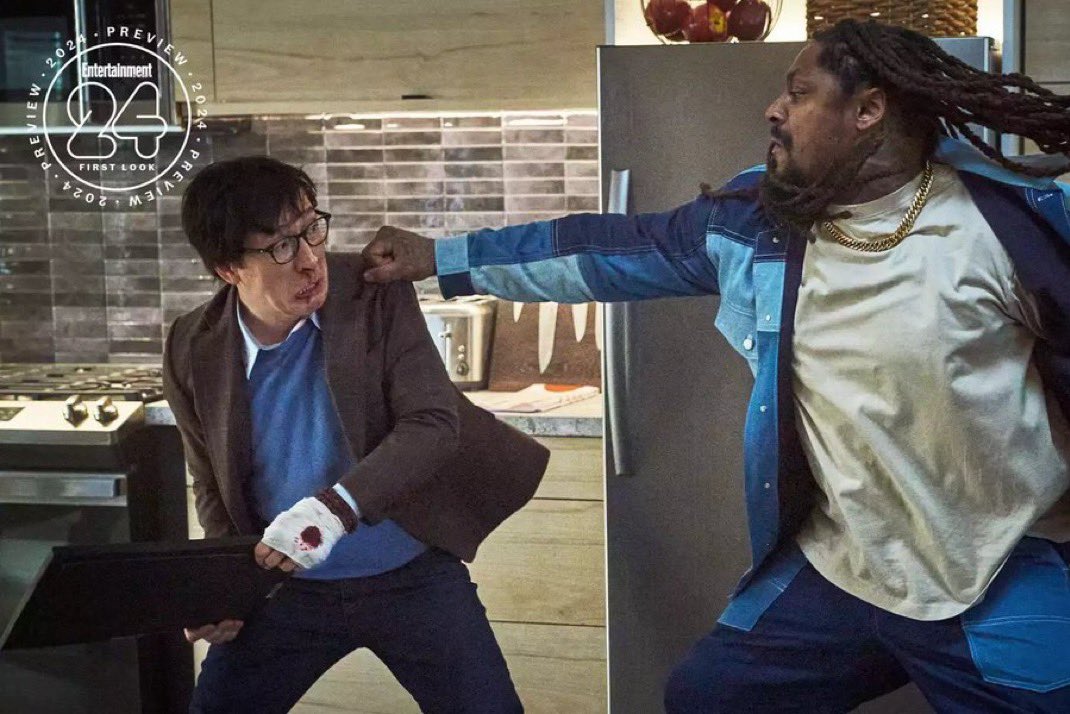 big_business_'s tweet photo. Nothing has sold me more on a film than this picture of Ke Huy Quan fighting Marshawn Lynch, I will be there no matter what. https://t.co/Z74Kji0R8a