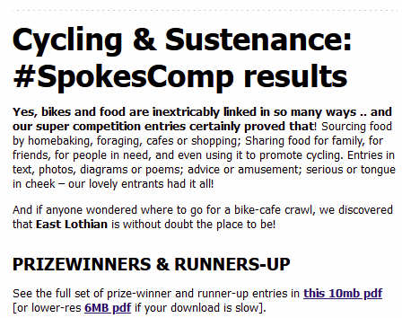 SpokesLothian's tweet photo. 😍Cycling &amp; Sustenance: #SpokesComp results

🚲fantastically varied, useful, funny, imaginative
🚲stories, pics, poems, posters, maps
🚲+ big shout-out for #EastLothian

Top winner #JoshTurner:  "Cycling from A to Bakery"

Results HERE-->https://t.co/YjBdLRFAIY

@edfoc @LadyCatHT https://t.co/xspUSkENK3