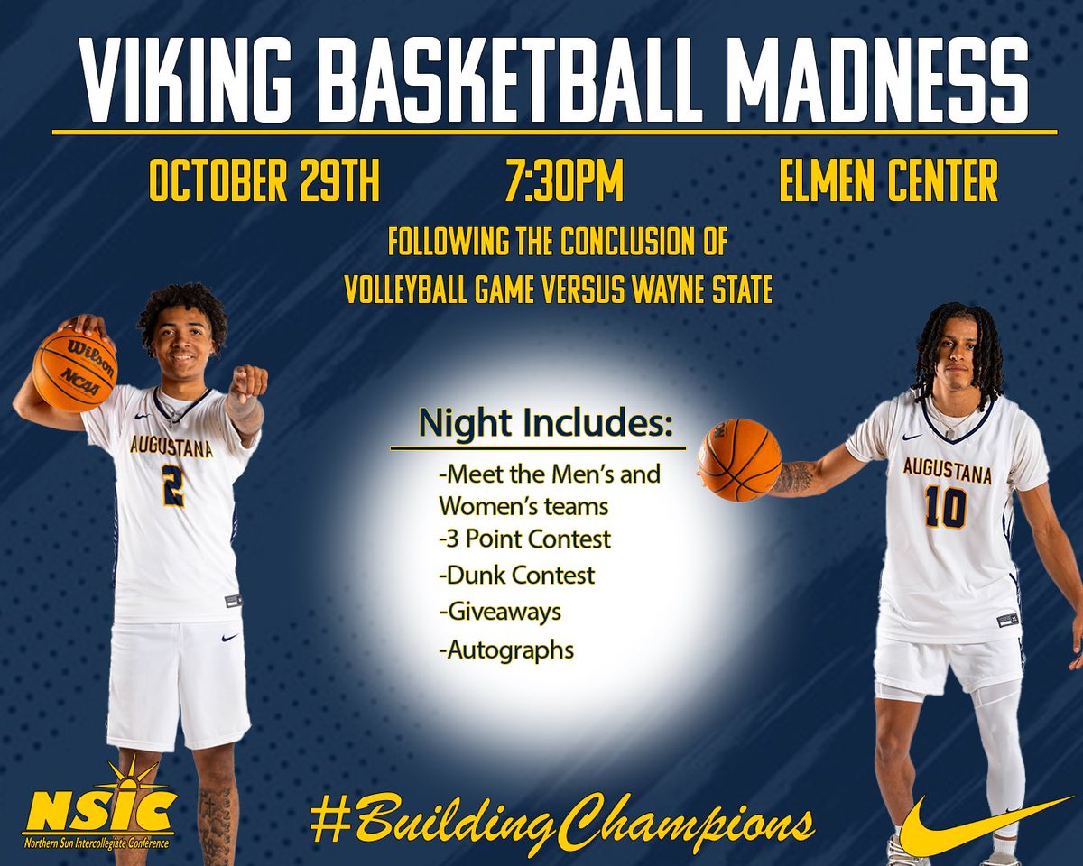 🚨1 Week Away!🚨

Viking Basketball Madness tips off a week from today at 7:30pm. 

#BuildingChampions⚔️