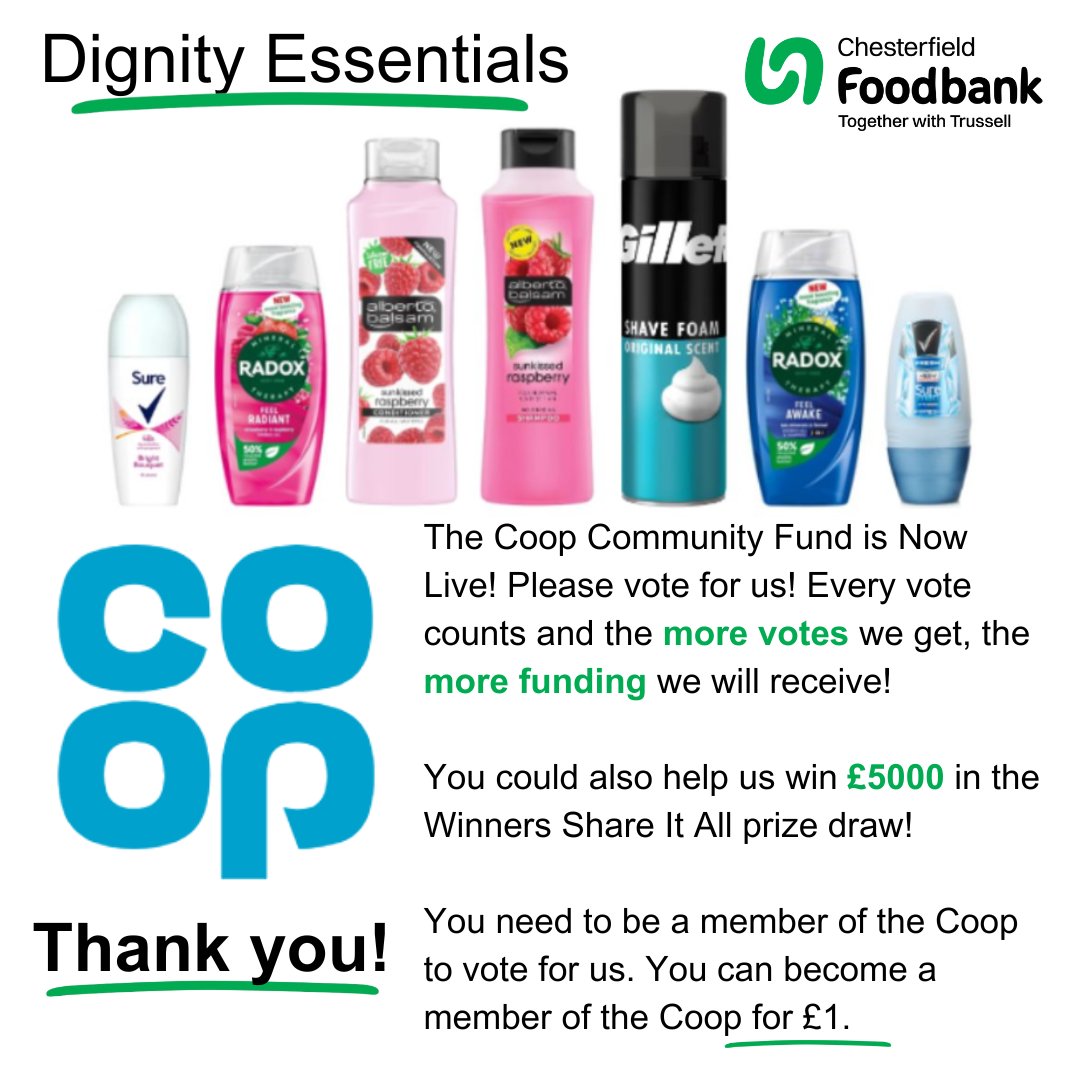 The Coop Community Fund is now live! Please vote to support Chesterfield Foodbank's Cause! membership.coop.co.uk/causes/86684 #coopuk <a href="/coopukcampaigns/">Co-op Campaigns Team</a> <a href="/coopuk/">Co-op</a>