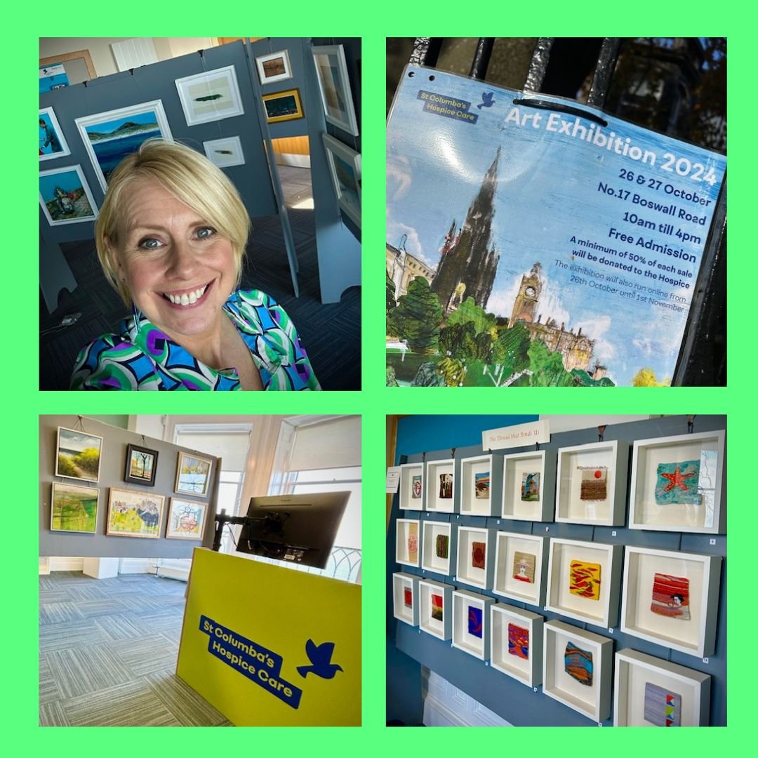 Our Chair, Julie, was busy today helping hang the art at the <a href="/StColumbas/">St Columba's Hospice Care</a> Hospice Care Art Fair. It was great to see some of our exhibiting artists' work among the amazing work on sale.

If you are about this weekend, pop into the exhibition in Edinburgh!