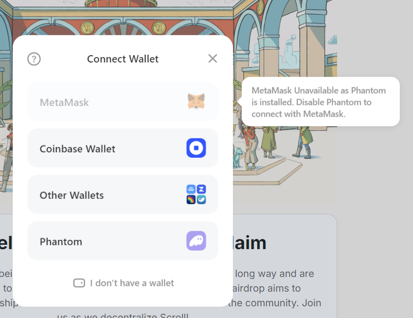 jesus christ the scroll airdrop sucks before i even connect my wallet