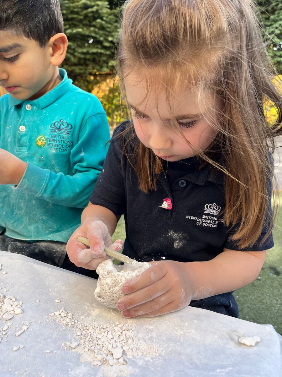 BISB_School's tweet image. #BISB Reception (pre-school) started their new IEYC (International Early Years Curriculum) topic of Dinosaur Detectives. They had fun finding eggs inside a dinosaur cave and digging into the eggs to discover what dinosaur they had inside!